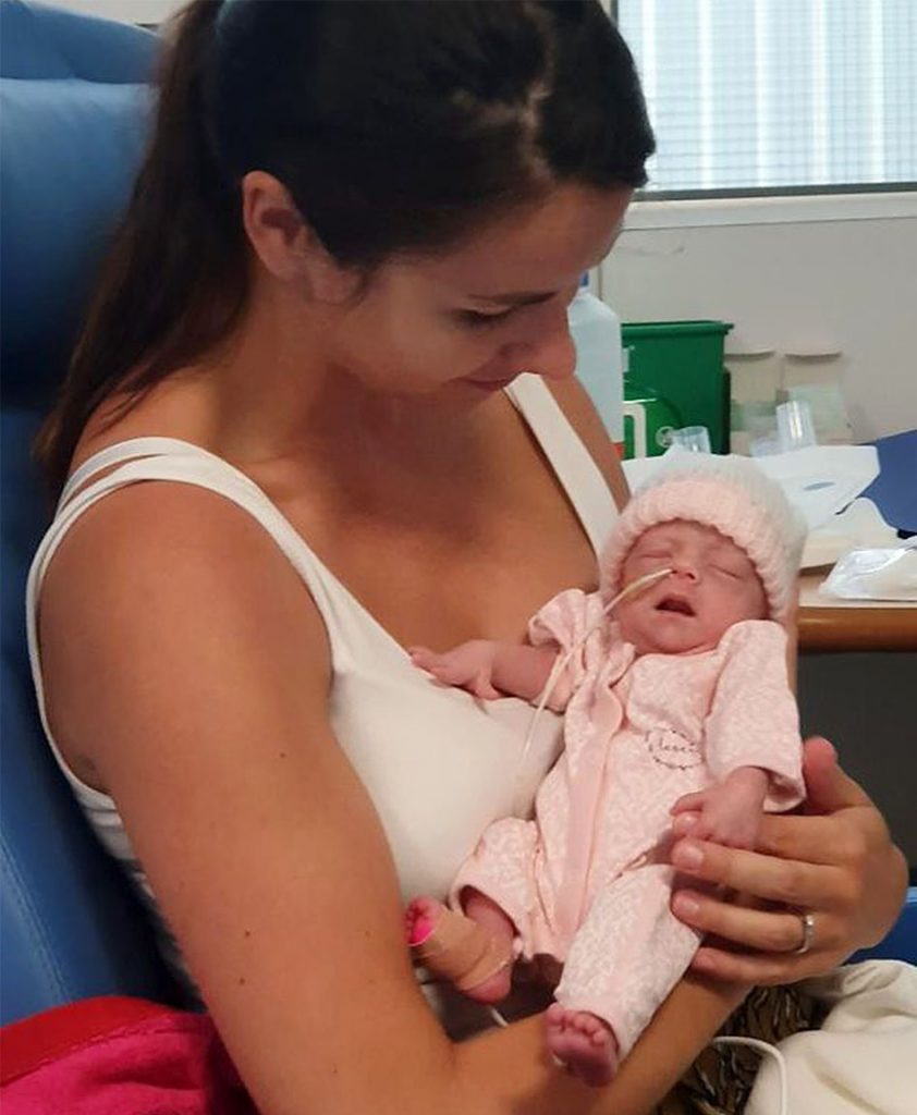 Georgie with her premature baby girl Freya