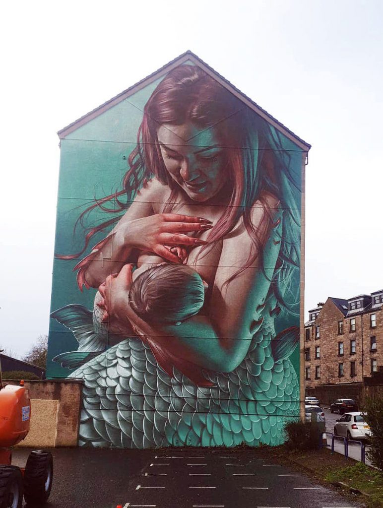 breastfeeding mermaid mural
