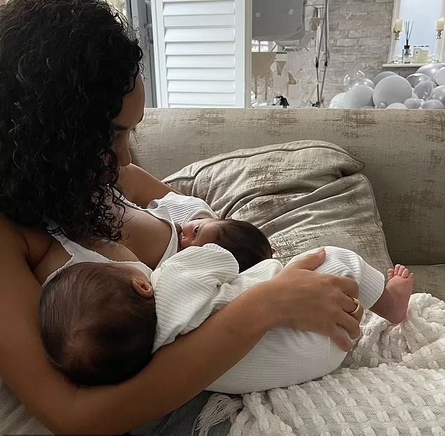 Leigh-amne Pinnock breastfeeding twins