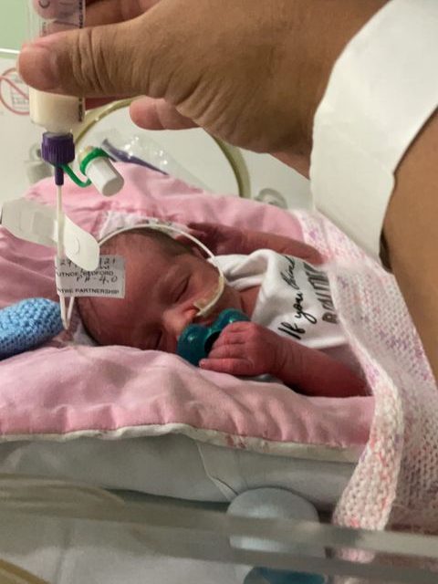 Kay Gilbert's premature baby in NICU