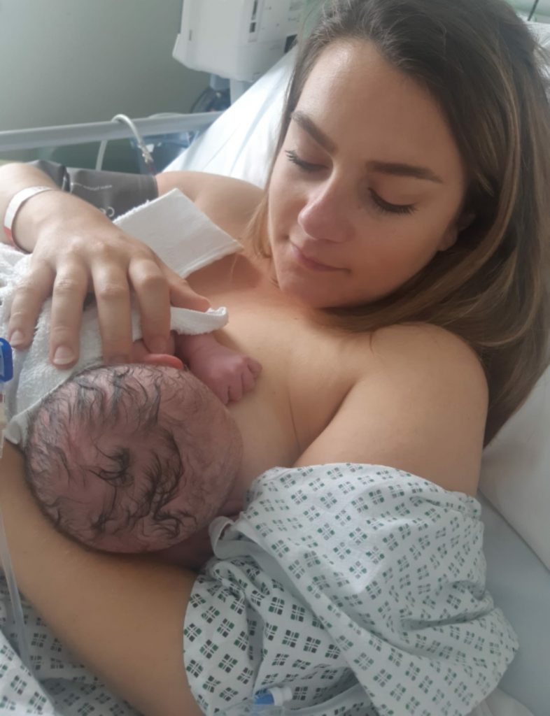 Grace Redmond breastfeeding after a c-section
