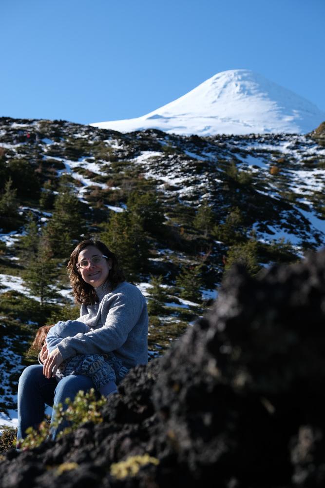 Breastfeeding at picturesque place - Anna Holder at Orsono Volcano 