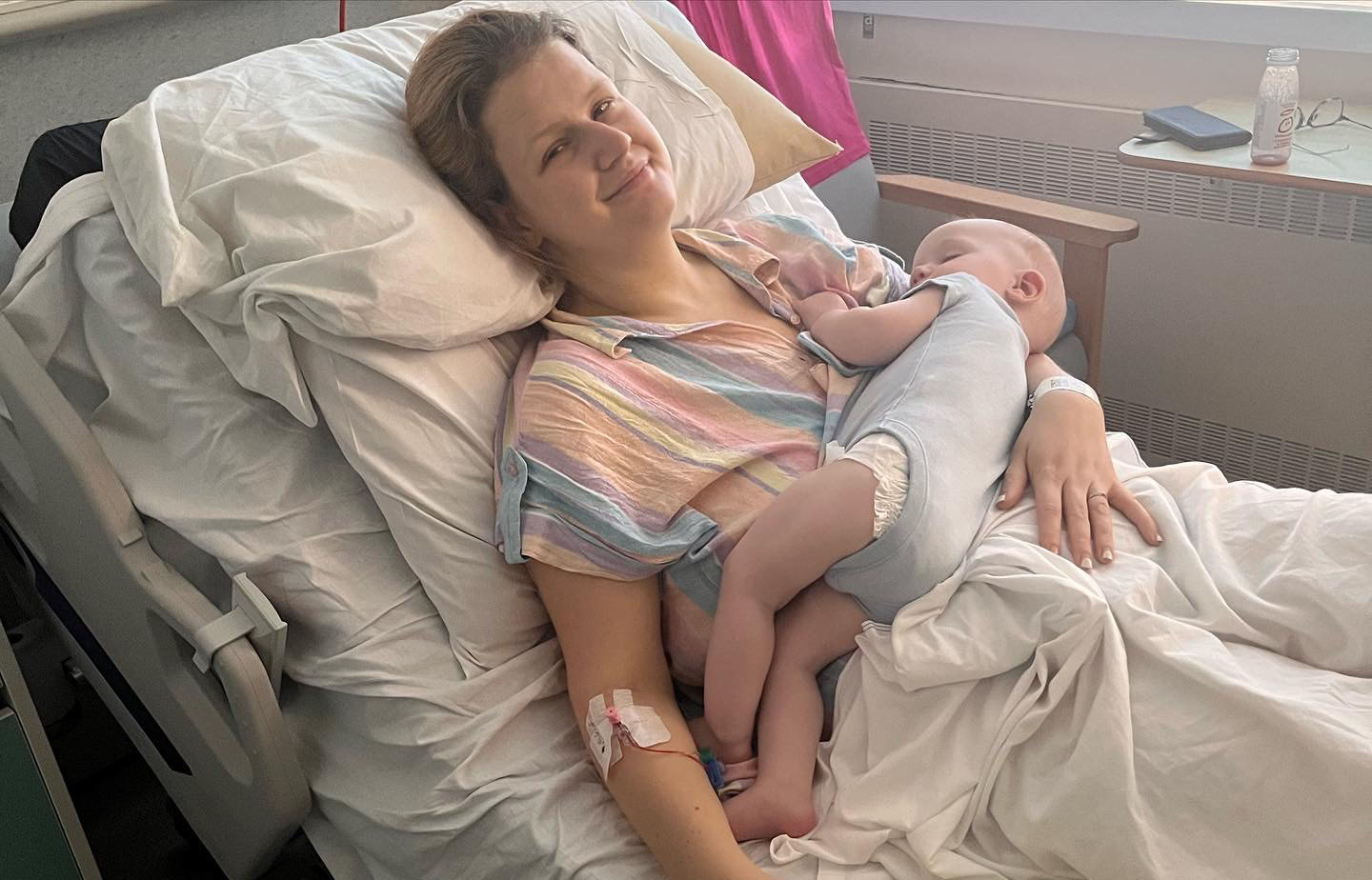 Terri and her breastfed son in hospital