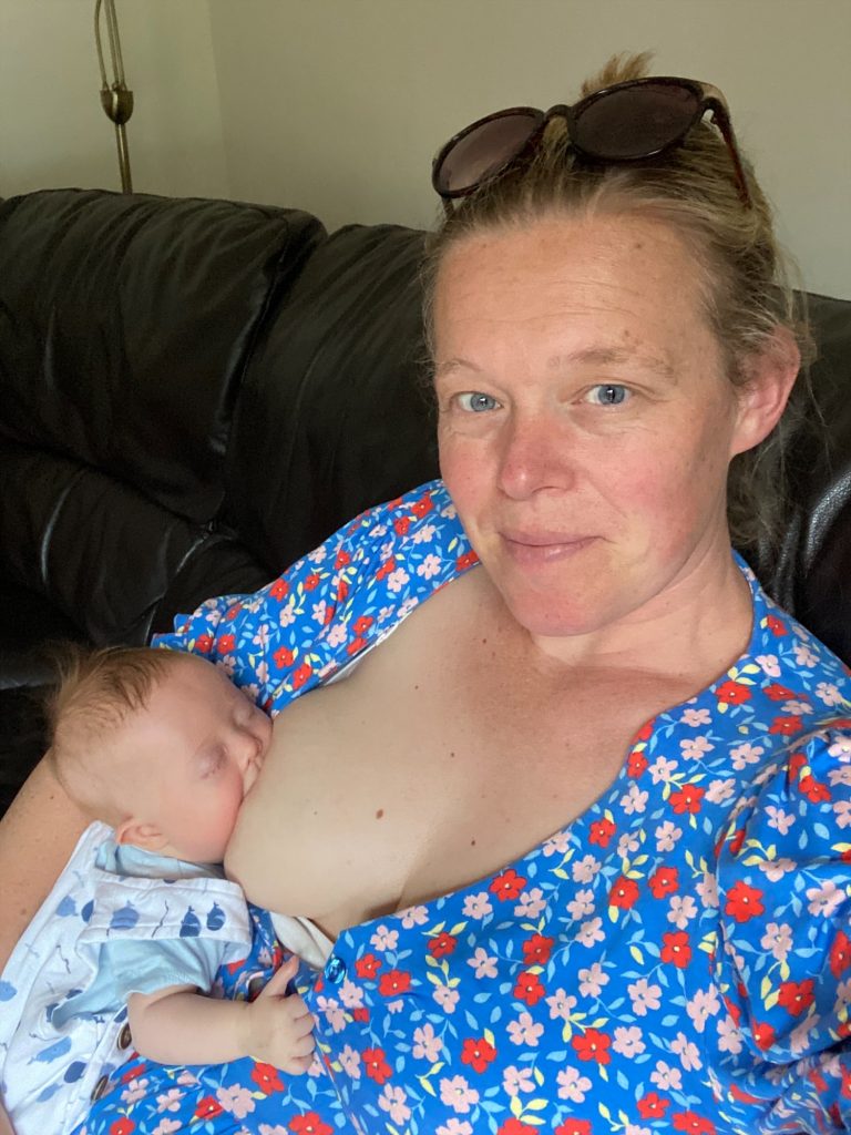 Charlotte Wayman breastfeeding her son Morris who has Down syndrome