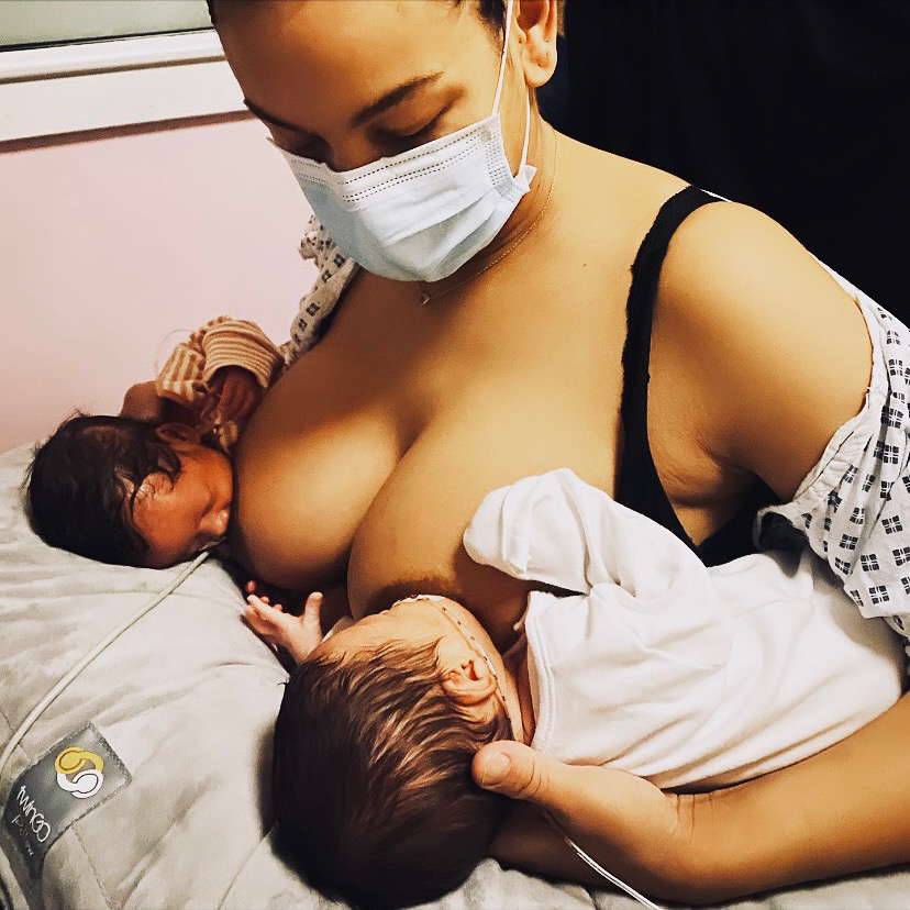 Dani Elle breastfeeding twins