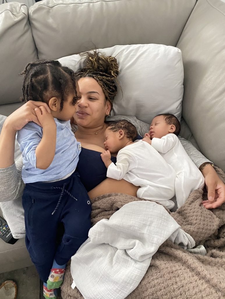 Dani Elle with twin babies and toddler