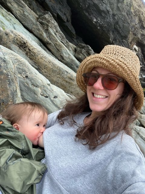 Breastfeeding at a beach in Cornwall