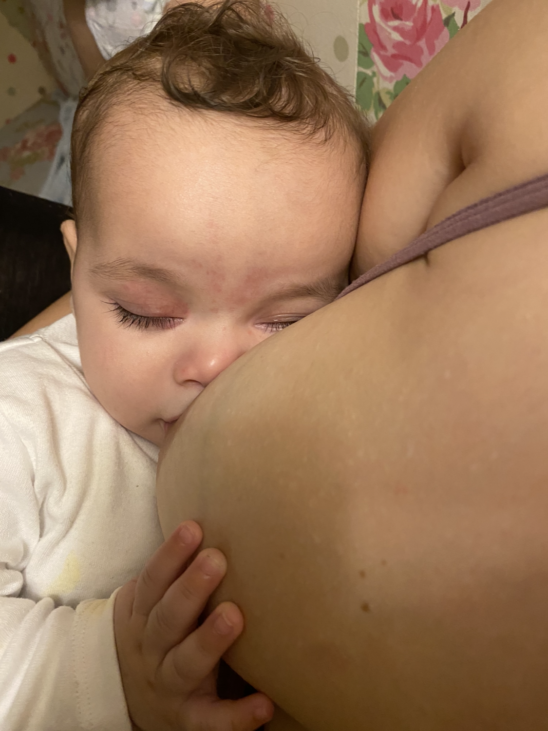 Sleeping breastfed baby