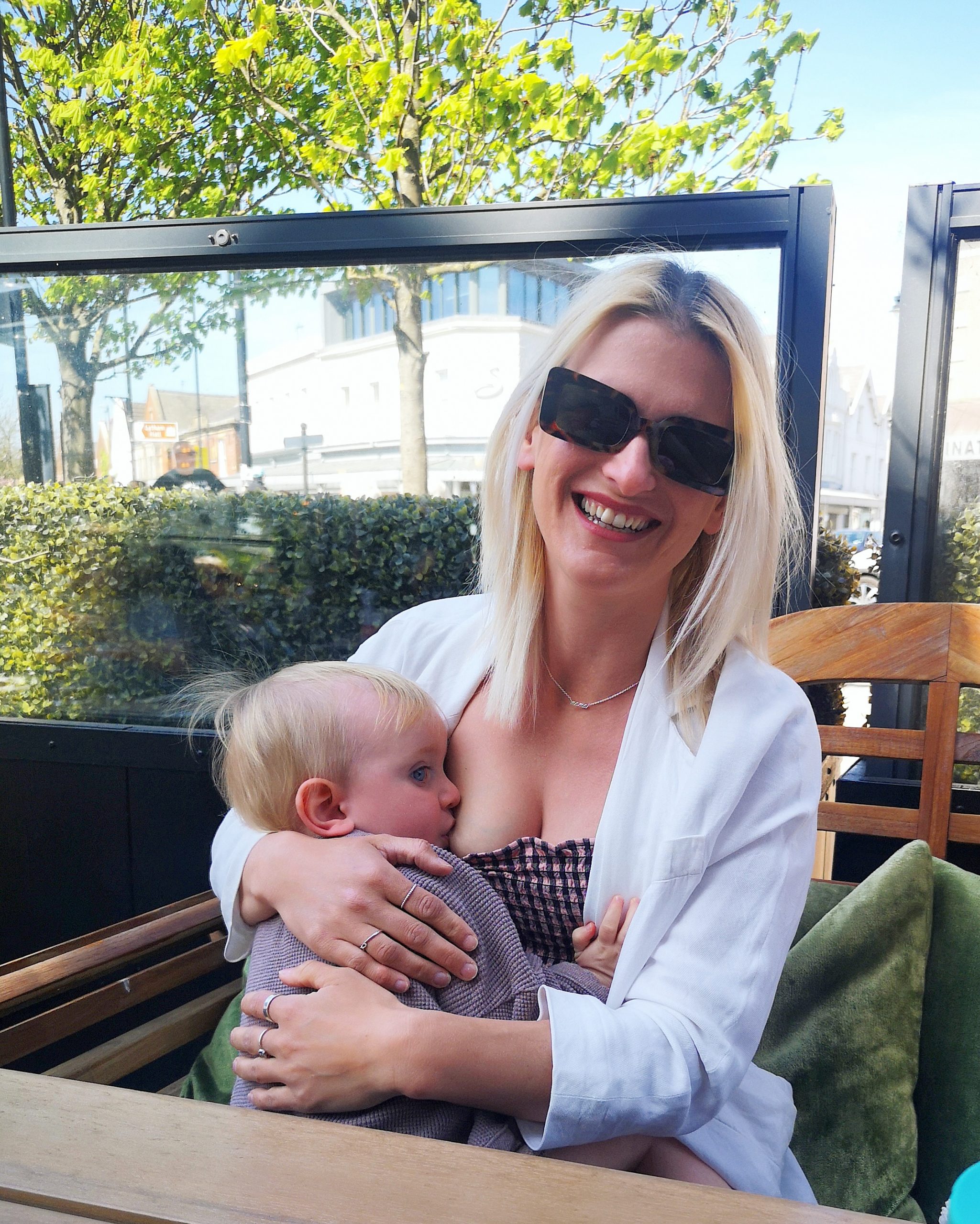 Breastfeeding a toddler outdoors