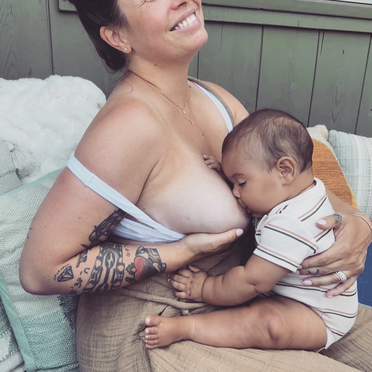 Carly Gallo breastfeeding infant son
