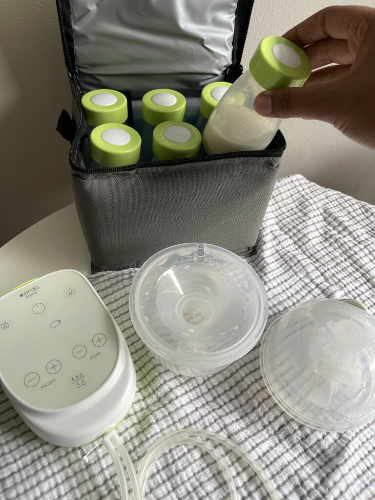 Ardo hands-free breast pump being used at work