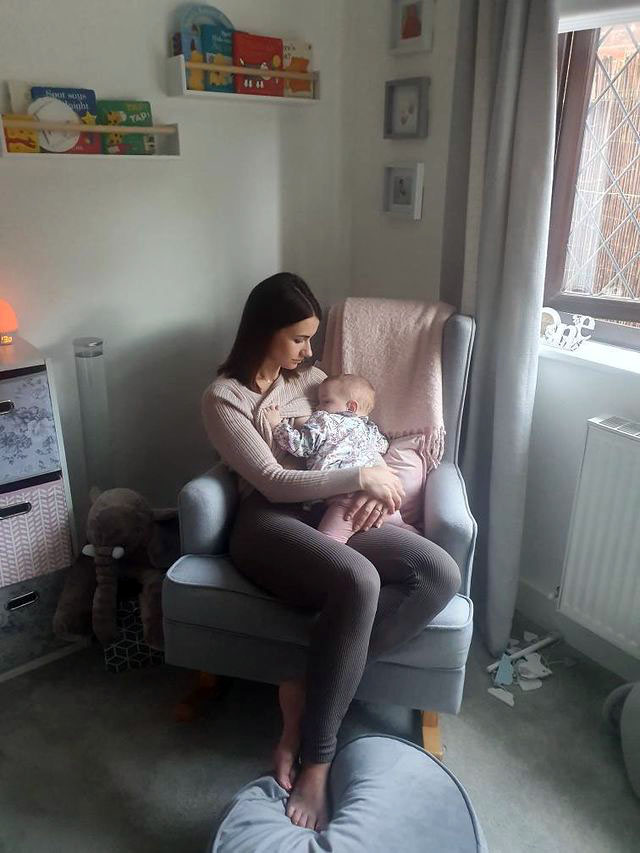 Georgie Withers demonstrating laid back breastfeeding