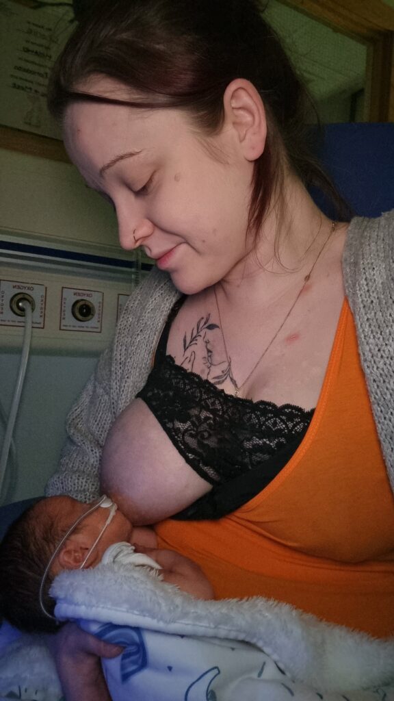 Sophie breastfeeding baby Charlie born at 29 weeks