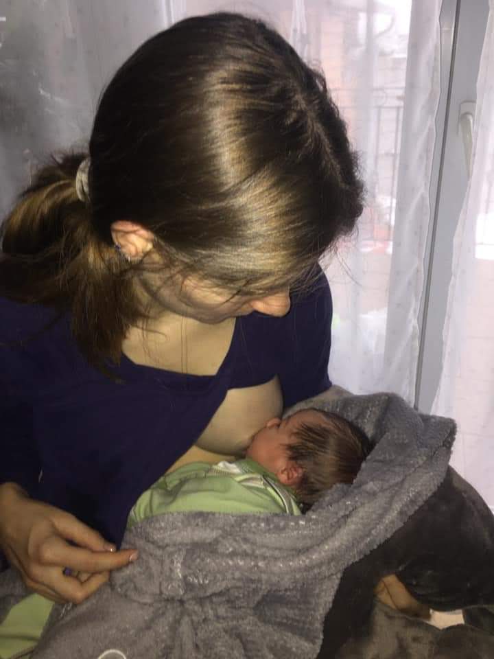 Vivien breastfeeding her newborn baby