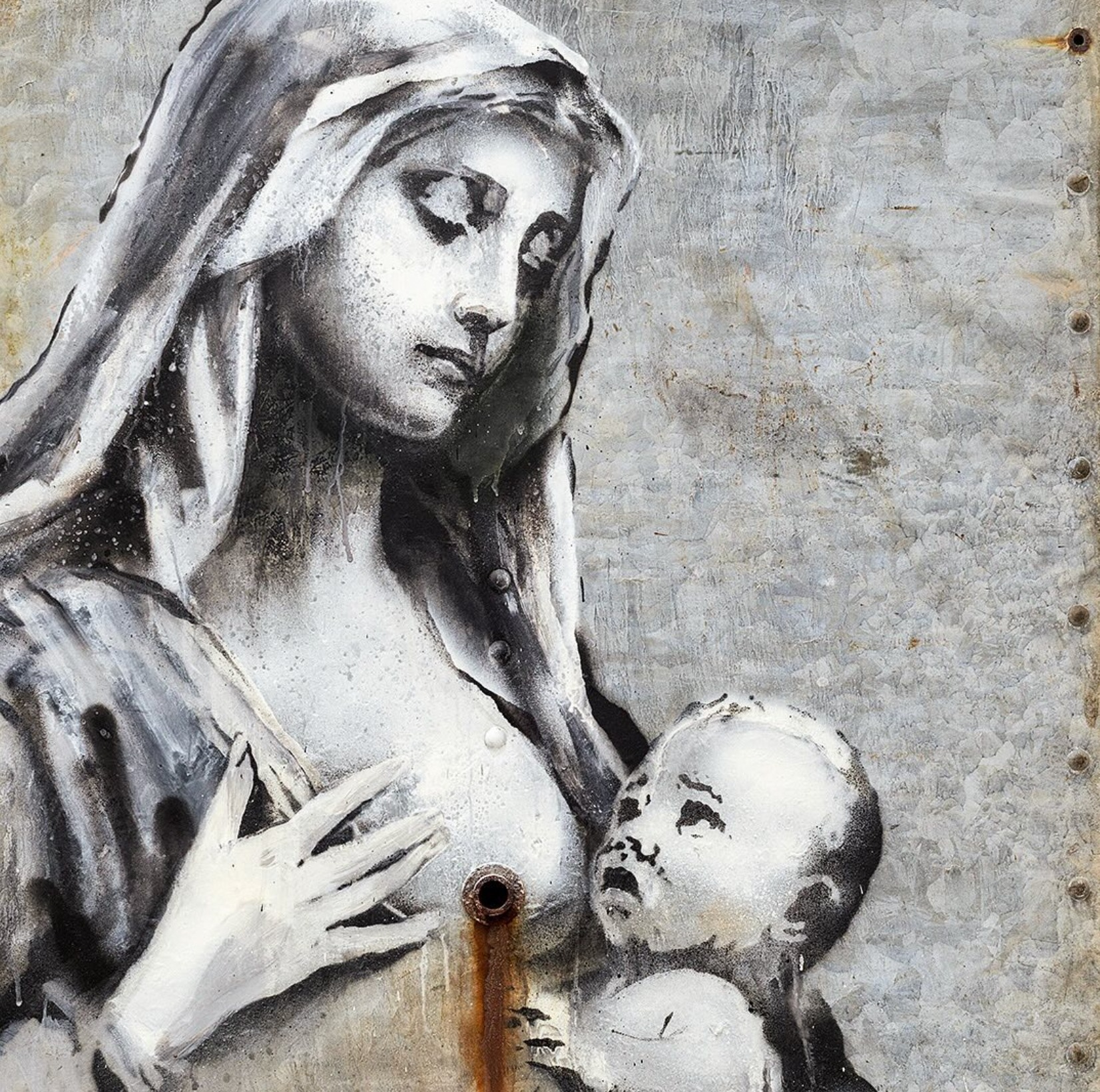 Banksy mother and child mural December 2024