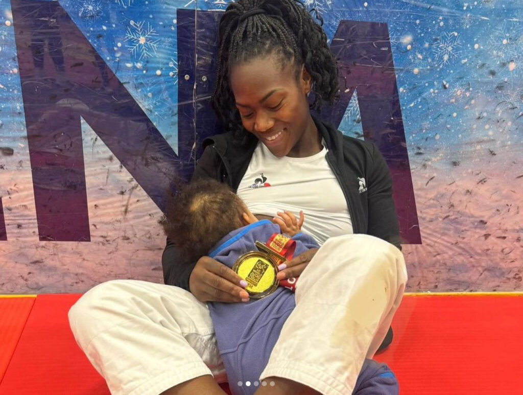 Clarisse Agbegnenou breastfeeding at sporting event 2024