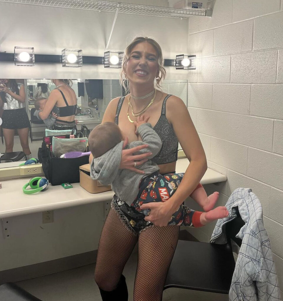 Maddie Marlow breastfeeding before a concert - top celebrity breastfeeding moments 2024