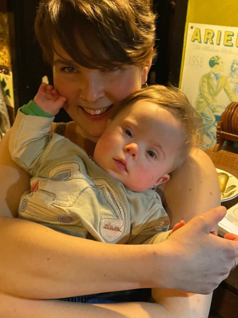 Kate with baby Wren who has Down Syndrome