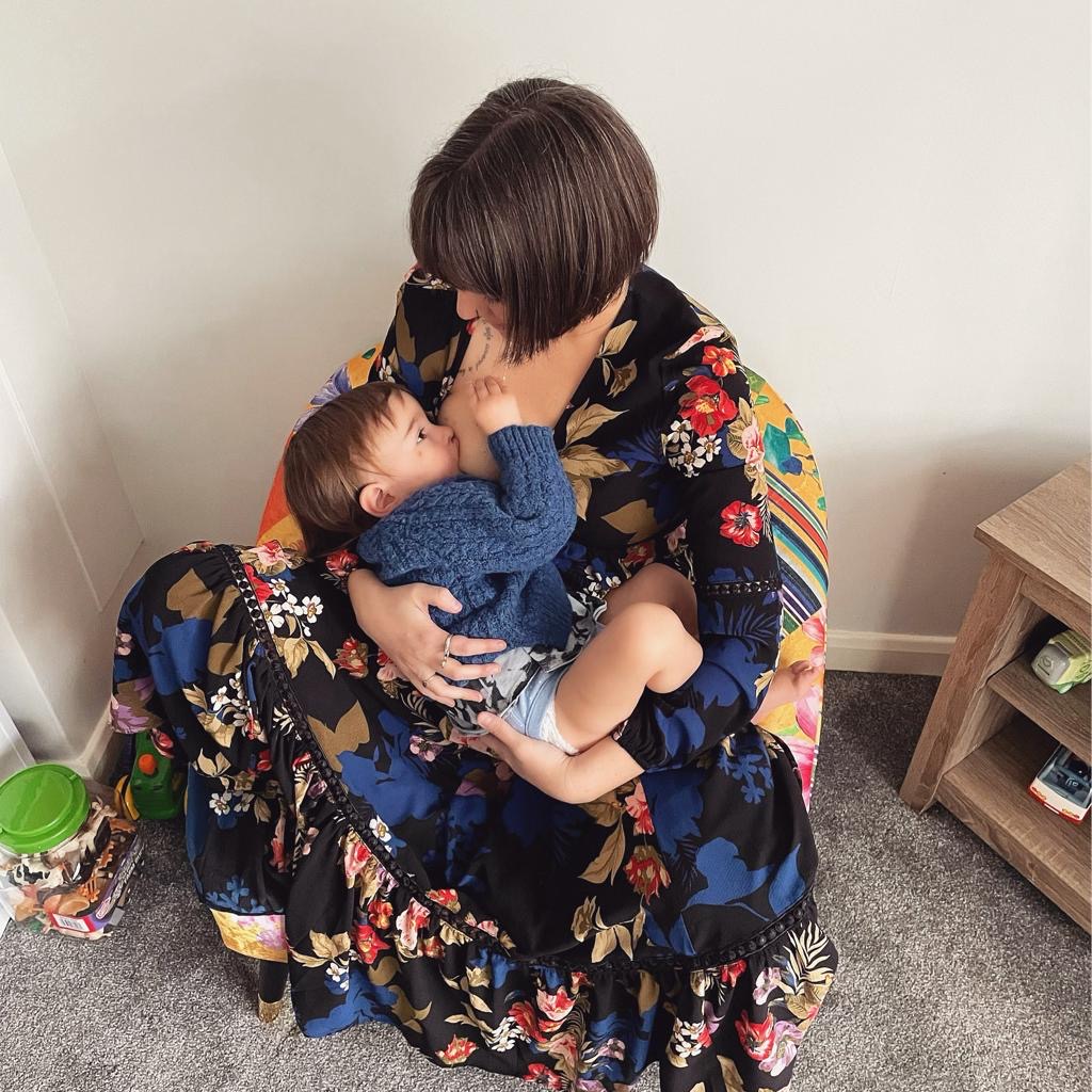 Colette Myers breastfeeding toddler son with autism
