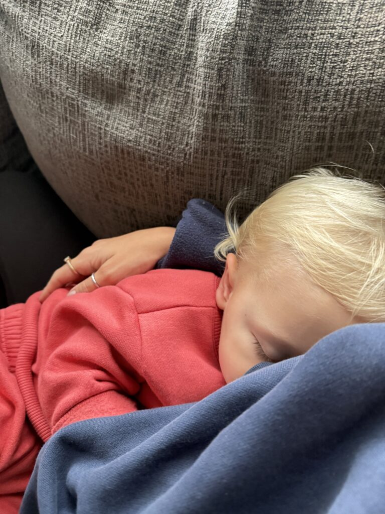 Savannah McIvor breastfeeding toddler son indoors