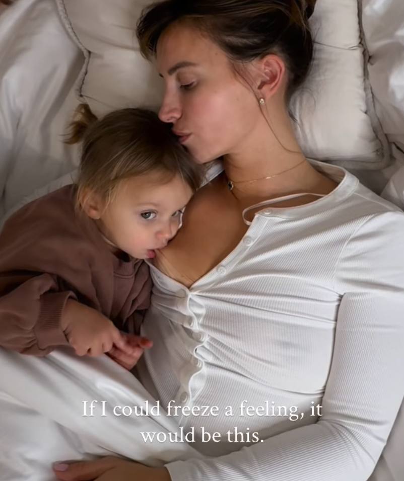 Fern McCann breastfeeding toddler daughter Finty 2025