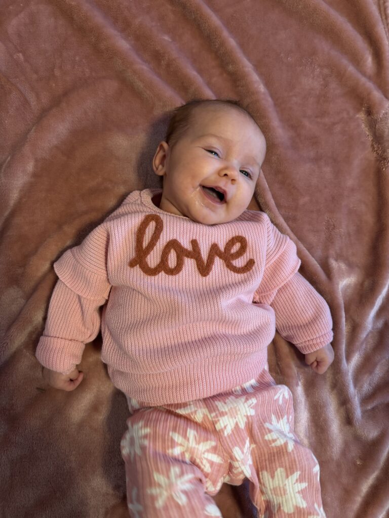Baby Ruby dressed in pink for Valentine's Day