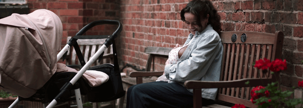 Still image from 'Just a Coffee' short film about breastfeeding in public
